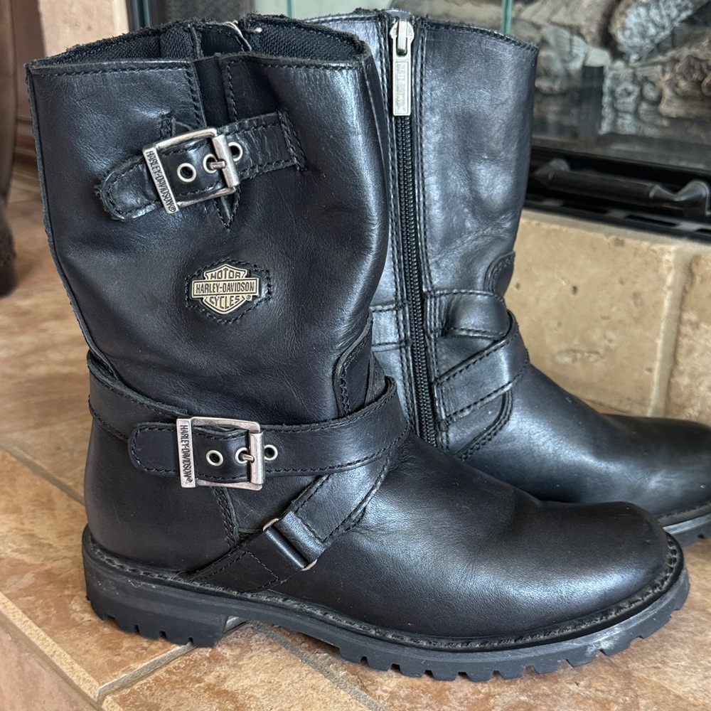 Harley-Davidson ADDIE Black Leather Moto Boots